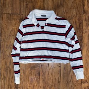 Collared striped cropped Brandy Melville shirt